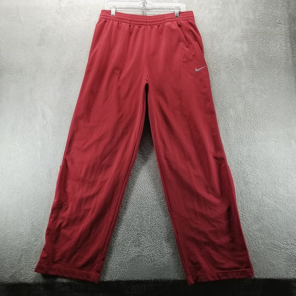 VTG Nike Pants Mens L Red Windbreaker Basketball Baggy Straight Ankle Zip - Picture 1 of 13
